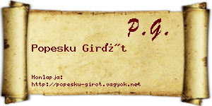Popesku Girót névjegykártya